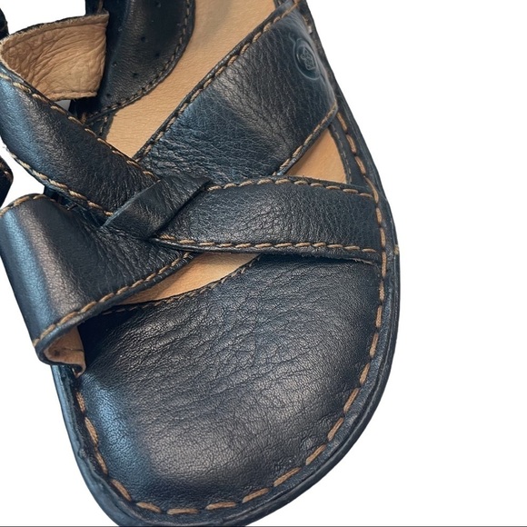 Born Women's Brown Pebbled Leather Strappy Summer Slide On Wedge Sandal Size 10 - Picture 7 of 11